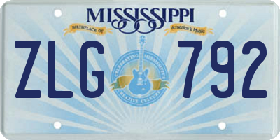 MS license plate ZLG792