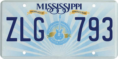 MS license plate ZLG793
