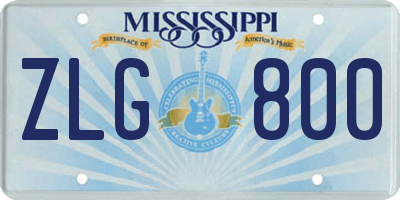 MS license plate ZLG800