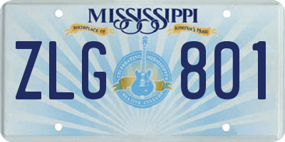 MS license plate ZLG801