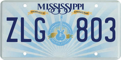 MS license plate ZLG803