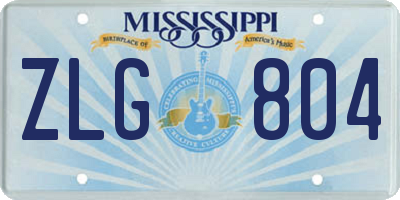 MS license plate ZLG804