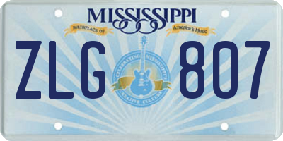 MS license plate ZLG807