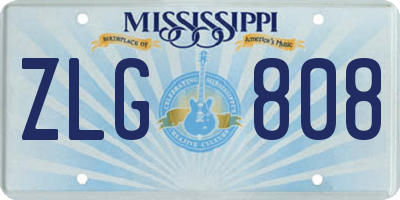 MS license plate ZLG808