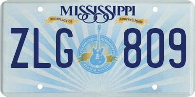 MS license plate ZLG809