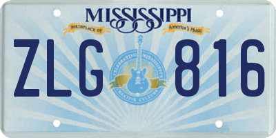 MS license plate ZLG816