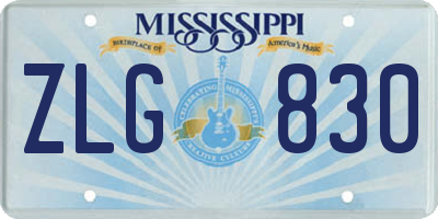 MS license plate ZLG830