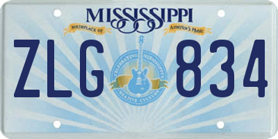 MS license plate ZLG834