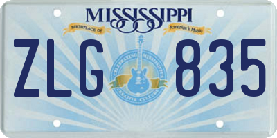 MS license plate ZLG835