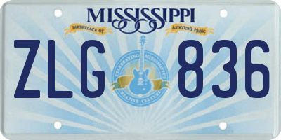 MS license plate ZLG836