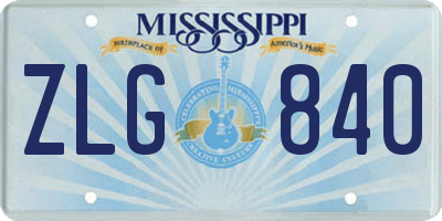 MS license plate ZLG840