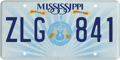 MS license plate ZLG841