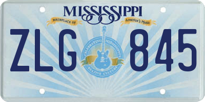 MS license plate ZLG845