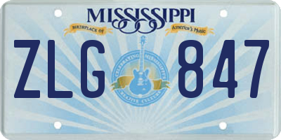 MS license plate ZLG847