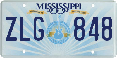MS license plate ZLG848