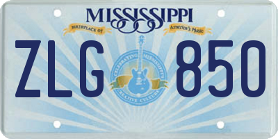 MS license plate ZLG850