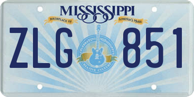 MS license plate ZLG851