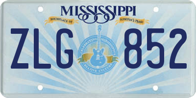 MS license plate ZLG852