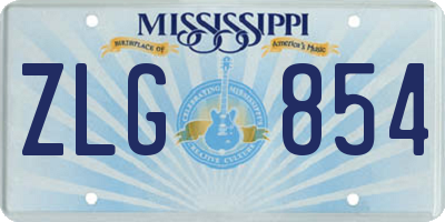 MS license plate ZLG854
