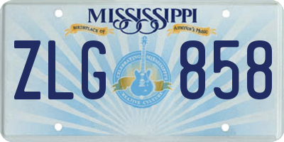 MS license plate ZLG858