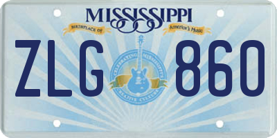 MS license plate ZLG860