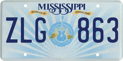 MS license plate ZLG863