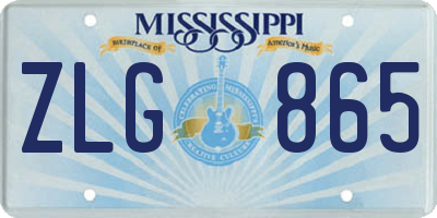 MS license plate ZLG865