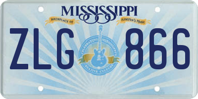 MS license plate ZLG866