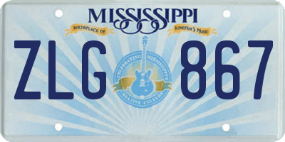 MS license plate ZLG867