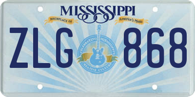 MS license plate ZLG868