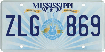 MS license plate ZLG869