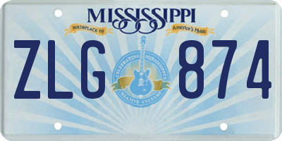 MS license plate ZLG874