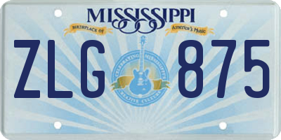 MS license plate ZLG875