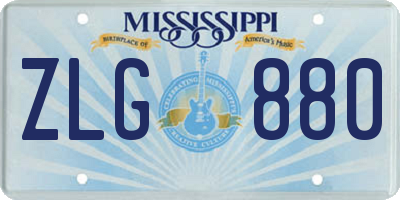 MS license plate ZLG880