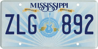 MS license plate ZLG892