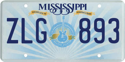 MS license plate ZLG893