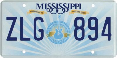 MS license plate ZLG894