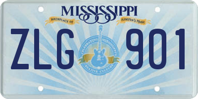 MS license plate ZLG901