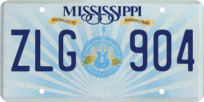 MS license plate ZLG904