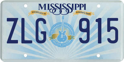 MS license plate ZLG915