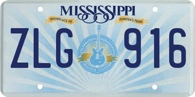 MS license plate ZLG916