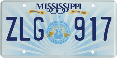 MS license plate ZLG917