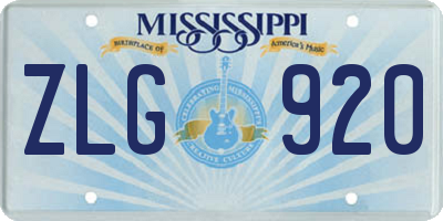 MS license plate ZLG920