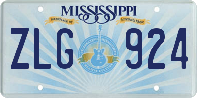 MS license plate ZLG924