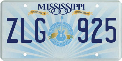 MS license plate ZLG925
