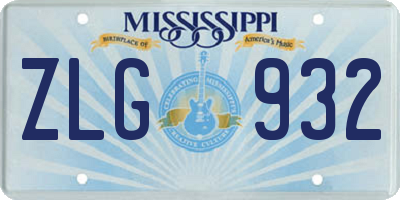 MS license plate ZLG932