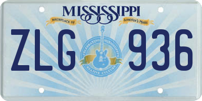 MS license plate ZLG936
