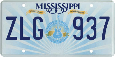 MS license plate ZLG937