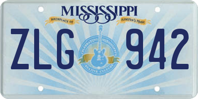 MS license plate ZLG942
