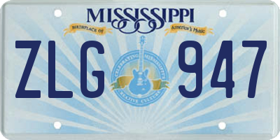 MS license plate ZLG947
